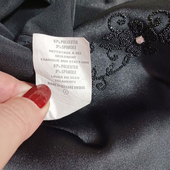 Rampage One-Shoulder Black Satin Dress 7 Beaded Asymmetrical Y2K Glam Cocktail - Picture 10 of 10